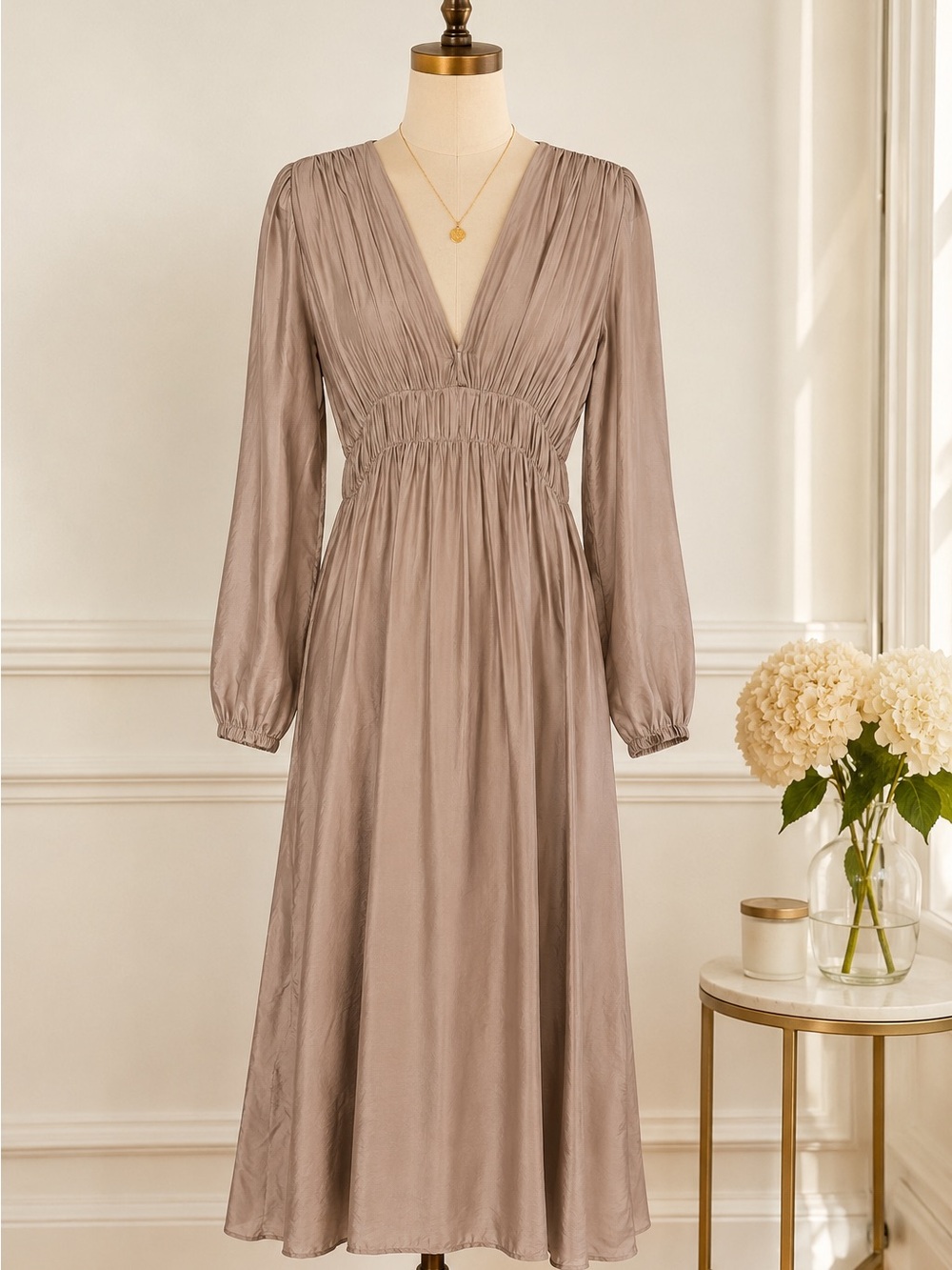 Lola Taupe Midi Dress